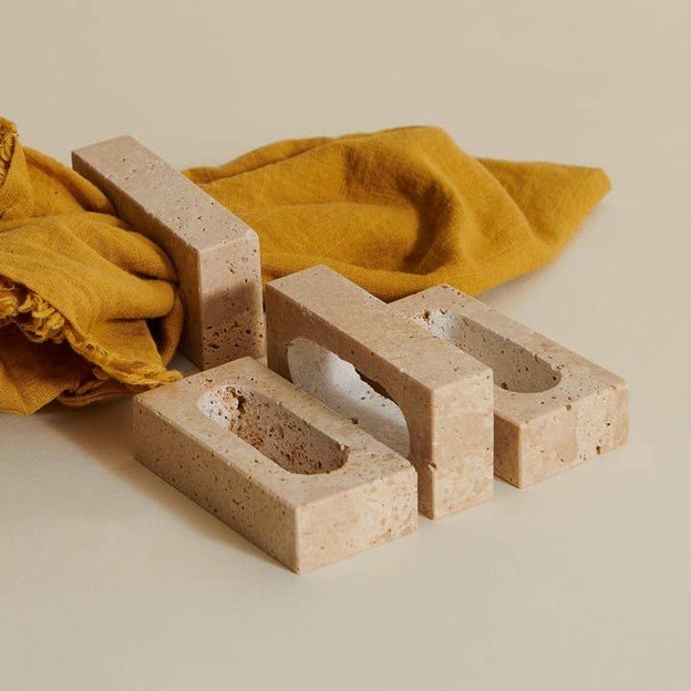 Rectangle Travertine Napkin Rings, Set of 4
